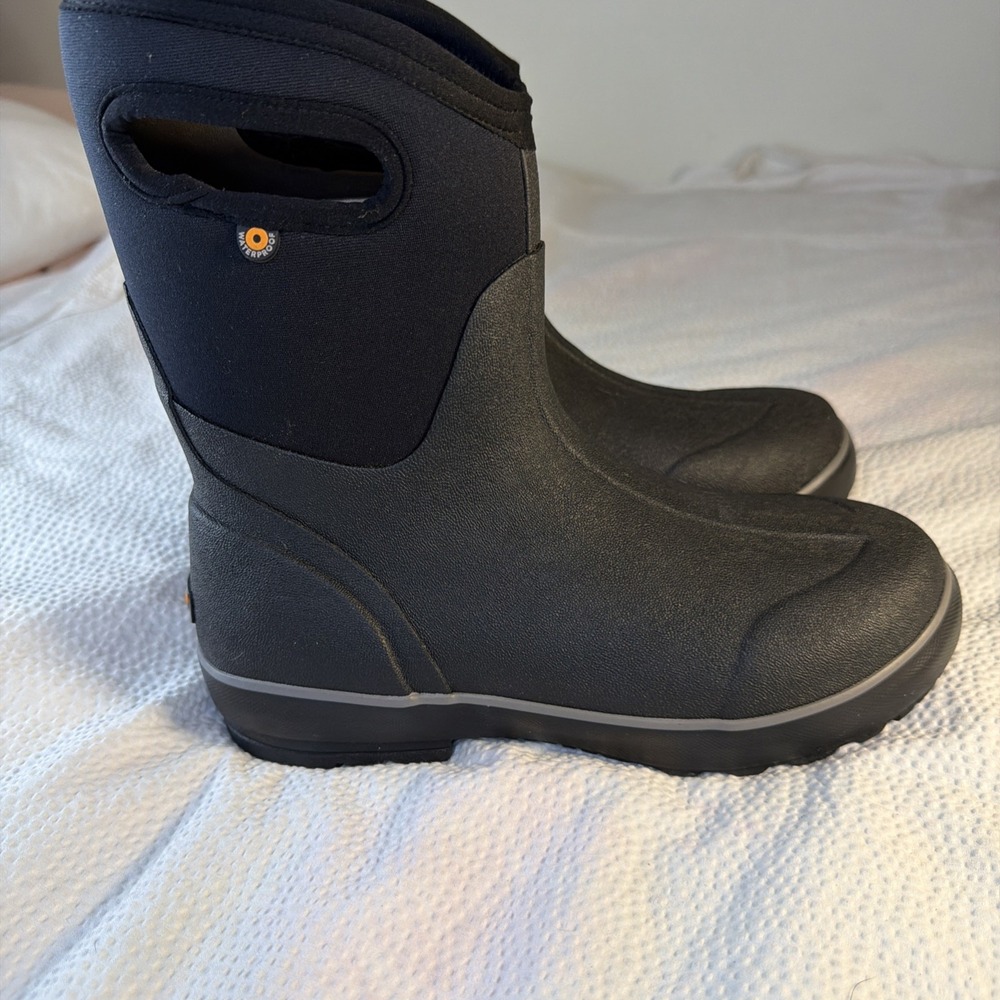 Bogs Women's High Pull Rain Boots Mid Calf Black Winter Sz9